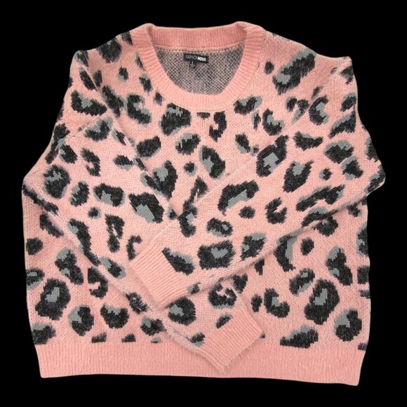 Pink and Black with Grey Leopard Print Women's Sweater - Picture 3 of 4